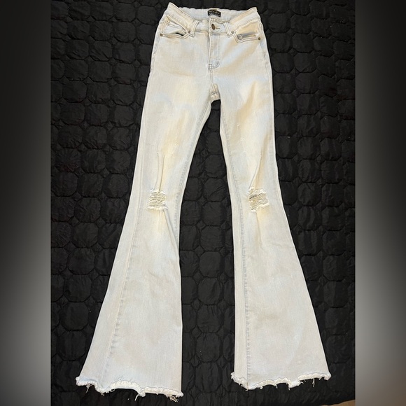 Women's Light Blue Flared Jeans - Picture 8 of 8